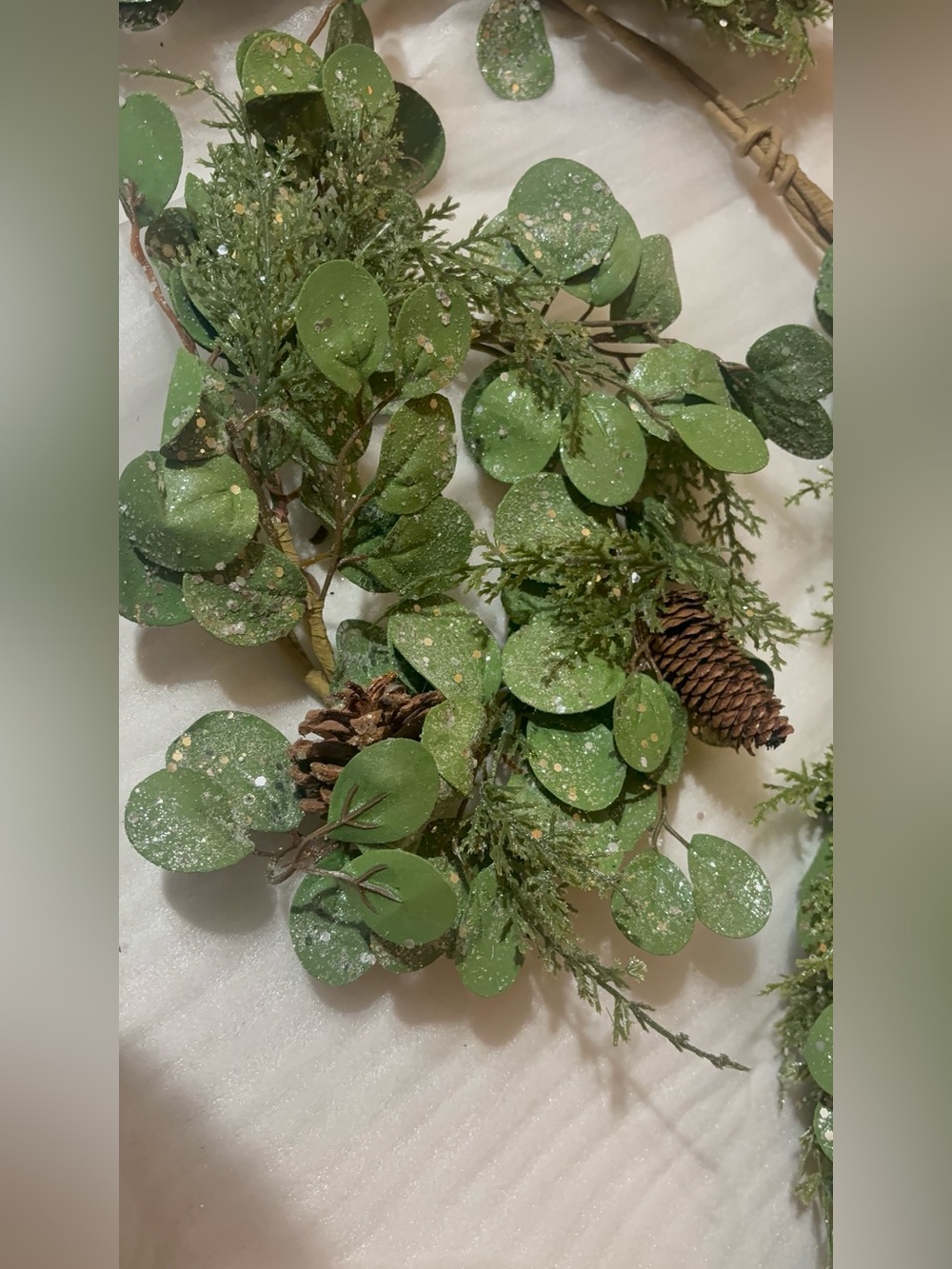 Green Glitter Eucalyptus and Pinecone Garland - Home Accents